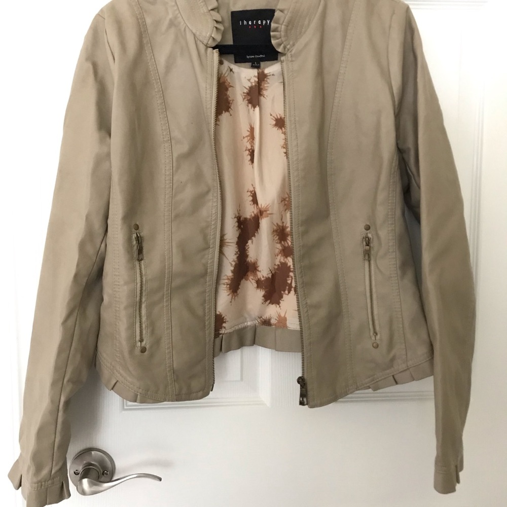 Therapy tan faux leather jacket
